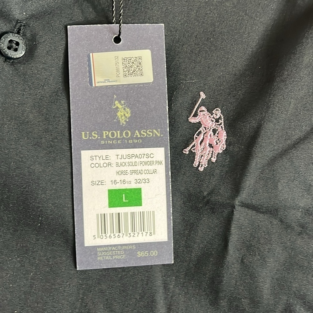 ⭐️ NWT- Polo Assassin black long-sleeve slim-fit stretch button-down shirt- LRG - Picture 2 of 10